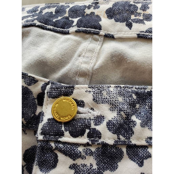 Michael Kors Womens Izzy Cropped Skinny Jeans White Navy Floral Stretch Plus 16W - Picture 4 of 10